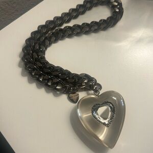 Betsey Johnson Silver Heart Pendant Necklace